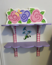 Solid wood shelves for little girls room