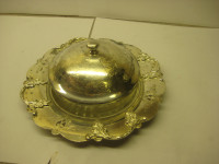 Vintage Covered Embossed  and Engraved  Silver Plate Butter Dish