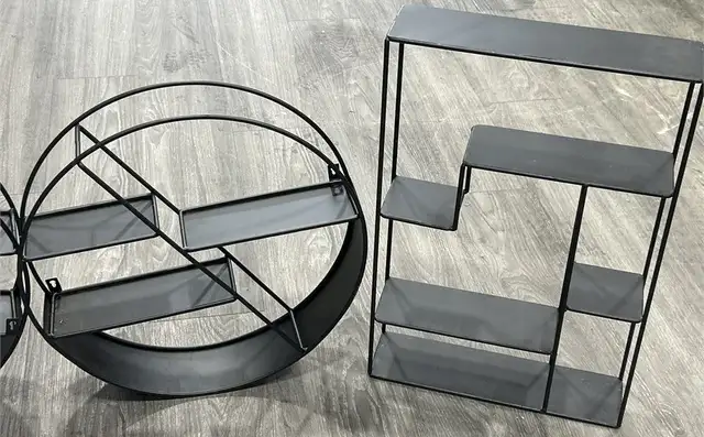 4 Black Metal Wall Display Shelves – Round & Rectangular (18”) in Bookcases & Shelving Units in Delta/Surrey/Langley - Image 3