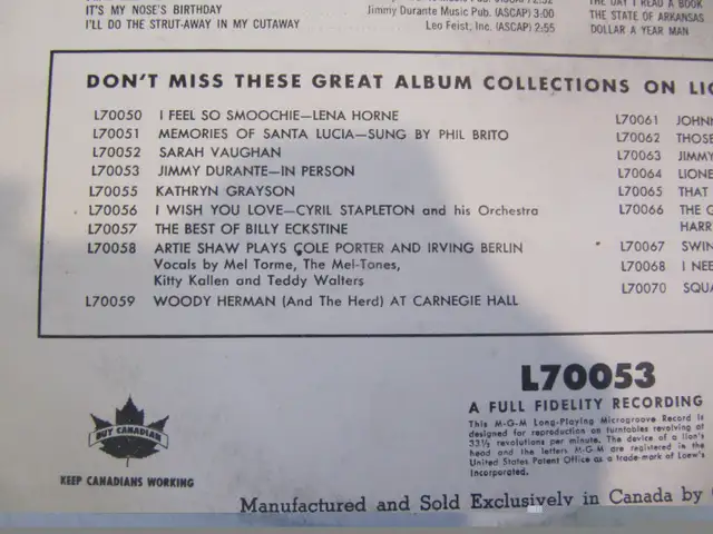 Classic Jimmy Durante In Person Vinyl LP Mint Condition Cir 1956 in Arts & Collectibles in Mississauga / Peel Region - Image 11