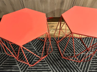 Pink aluminum side tables 