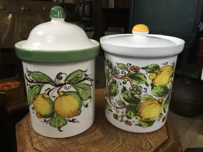 Two Italian Ceramic Lidded Jars, New, View more