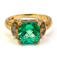 10k Yellow Gold Green Amethyst Diamond Ring 1.75/0.12 (00023306)