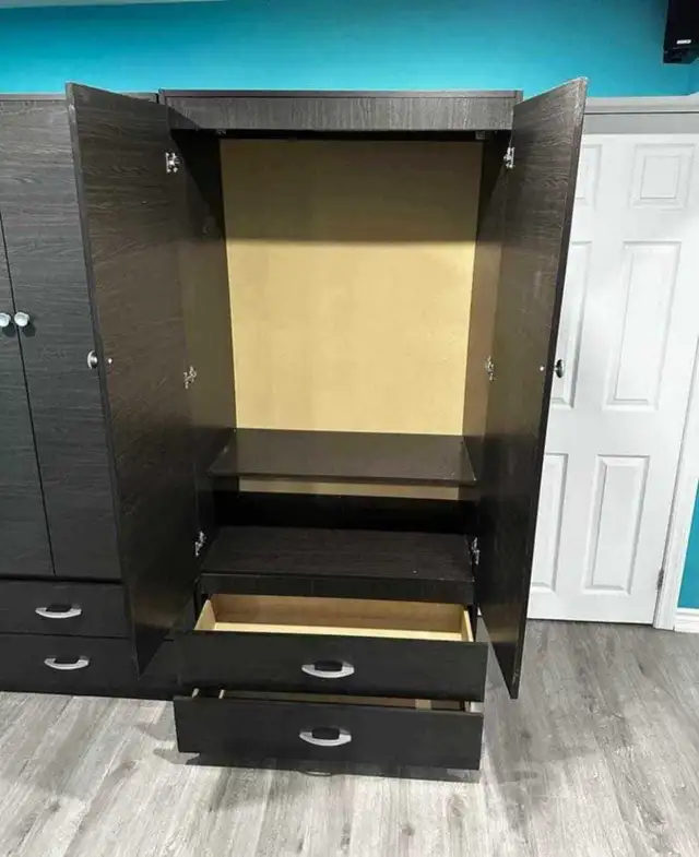 Modern Black Wooden Wardrobe with Drawers in Dressers & Wardrobes in City of Toronto - Image 2