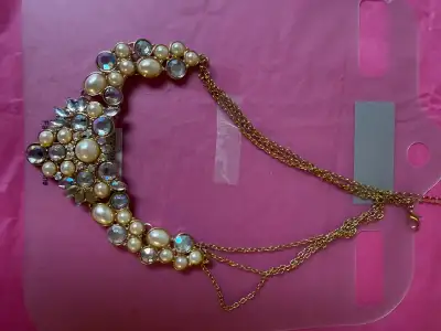 Statement Necklace with Faux Pearls and Rhinestones, View more