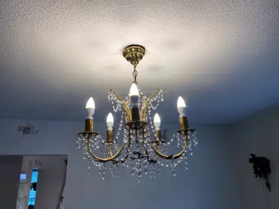 Real crystal-brass chandelier - 2 of 5 lights and 1 of 3 lights, View more