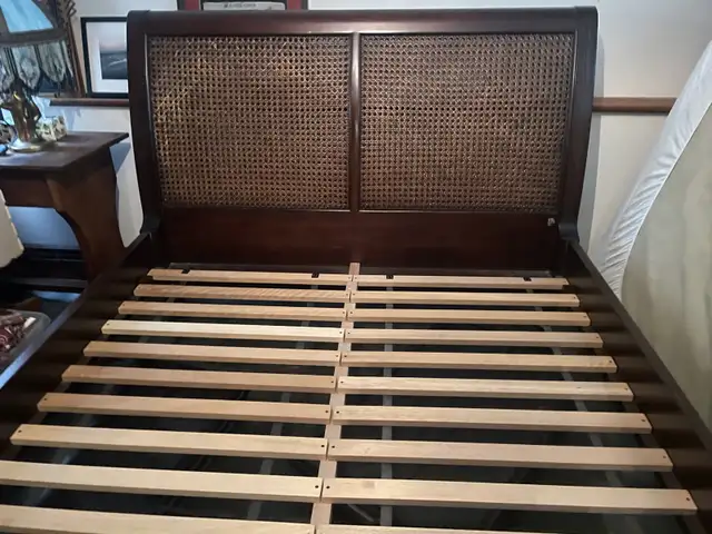 Rattan bed frame. Solid wood. Queen.  in Beds & Mattresses in Vancouver - Image 3