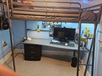 Metal Twin Loft Bed with Desk