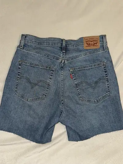 Levis High Waisted Crop Flair Cut Denim Shorts - 30, View more