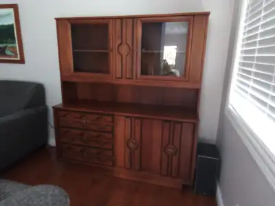 2 Pc Credenza with Hutch, removeable top, 60 inches wide, 18 inches deep, bottom section is 30 inche...