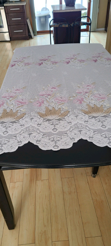 Set of Dusty Rose Peonie Floral Lace Pocket Rod Curtains in Window Treatments in Prince Albert - Image 2