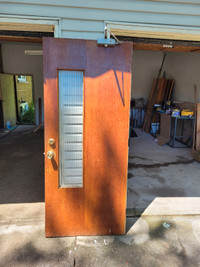Vintage 1950's 34 x 80 solid wood entry door w/ door closer