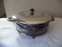 Vintage silver plate casserole dish with glass insert
