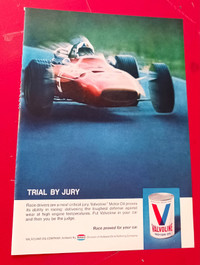 1969 VALVOLINE MOTOR OIL VINTAGE AD WITH GRAND PRIX RACE CAR