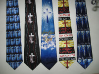 Christian men's neck ties including Jesus Christ on a cross