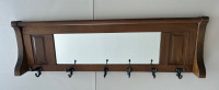  Vintage wooden coat rack, with mirror 44x13