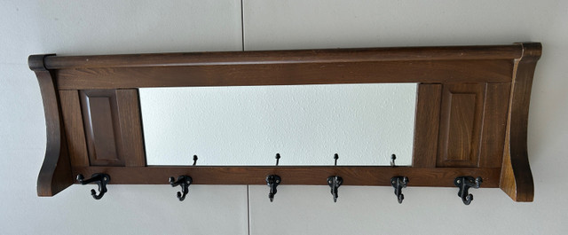  Vintage wooden coat rack, with mirror 44x13 in Home Décor & Accents in London