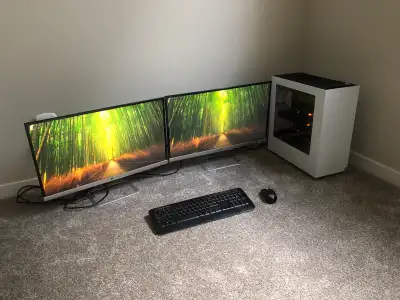 Desktop Computer w/ Dual 27” Monitors, View more