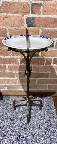Portable Antique Brass Snack Table