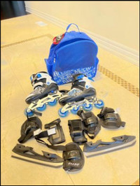 Convertible roller skate to ice skate- kids small
