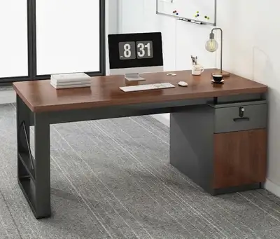Modern Wood Office Desk w/ Storage & Filing Cabinet w/ Lock, View more