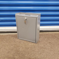 Uline Drop Mail Box W/ Key Vertical Wall Mount Steel Grey K6822