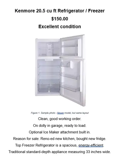 Fridge for Sale - Excellent condition, View more