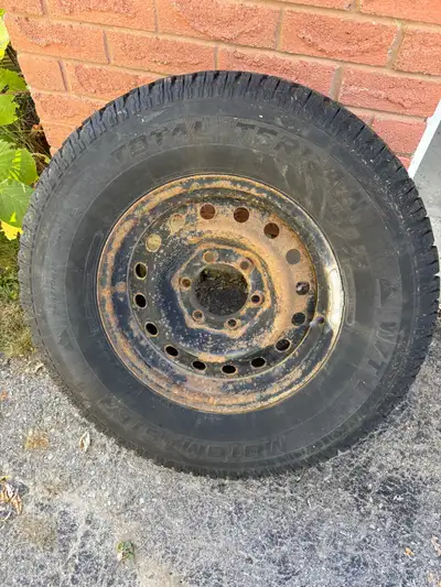 Motomaster winter tires. 265/70R16 on rims. Came off a 2018 Tacoma. Decent shape.