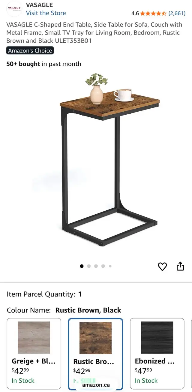 VASAGLE C-Shaped Side Table in Other Tables in Oshawa / Durham Region - Image 10