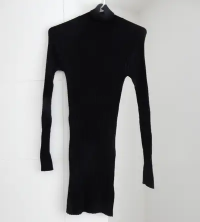 ROLL NECK RIBBED KNIT DRESS, View more