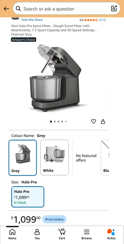 Ooni Halo Pro Spiral Mixer Dough Stand Mixer 7.3 Quart 58 Speed, View more