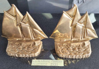 Solid Brass Bookends Bluenose Sailboat Ship