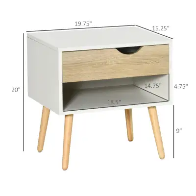 Bedside Table with Drawer and Shelf, Modern Nightstand, End Tabl, View more