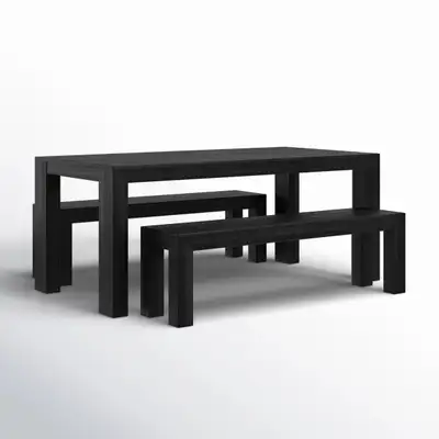 Pine Wood Dining Table w/benches and captain dining chairs, View more