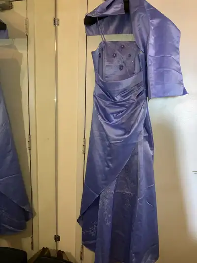 Purple Satin Formal Gown with Matching Shawl-Size S/M, View more