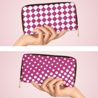 Berry Zipper Wallet Checker Polka dots