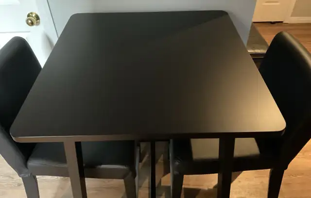 Norraker IKEA Birch Bar table and Henriksdal leather chairs in Dining Tables & Sets in Lethbridge - Image 5