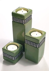 Ceramic Tea Light Candle Holders - Set of 3