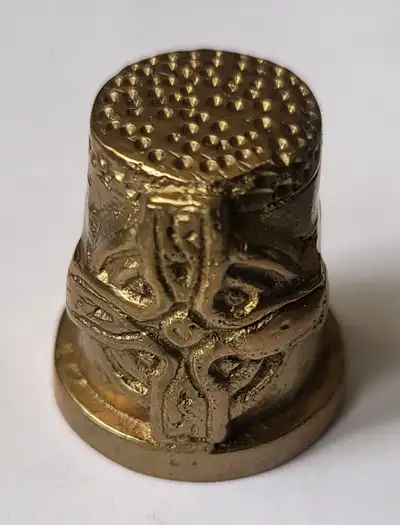 Vintage Solid Brass Irish Celtic Cross Thimble