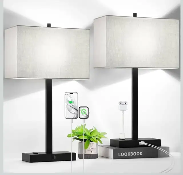 Brand New in Box 21" Touch Bedside lamps with 2 USB & AC Outlets in Indoor Lighting & Fans in City of Toronto - Image 2