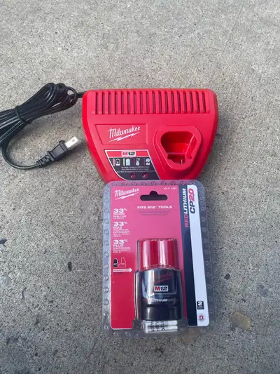 Milwaukee M12 charger & 2.0 battery, View more