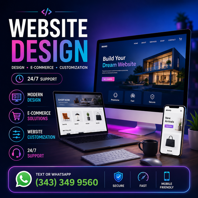 WEBSITE DESIGN, E-COMMERCE WEBSITE, WEBSITE CUSTOMIZATION 24/7 ✓491789452019640320
