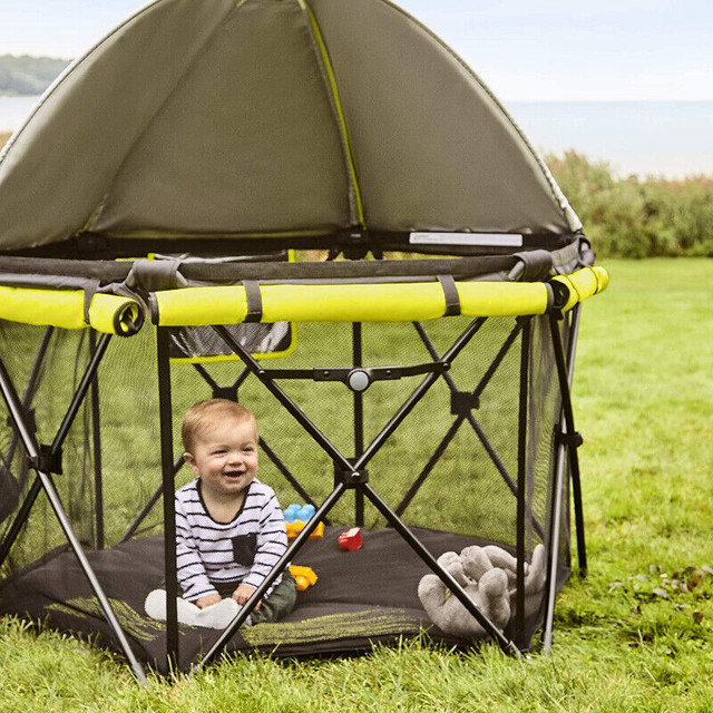 Evenflo Adventurer Play-Away Portable Playard Delux - NEW IN BOX in Playpens, Swings & Saucers in Abbotsford