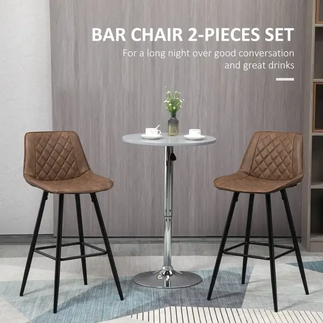 PU Leather Counter Height Bar Chair , 27.75" Bar Stools with Met in Chairs & Recliners in Markham / York Region - Image 3