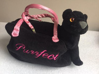 Purrfect Stuffed Dog Animal Toys with Carry Bag Soft Black Toy 9
