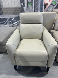 Leather push back recliner 