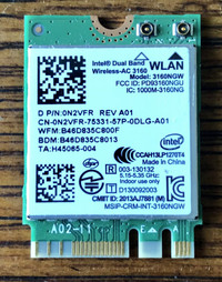 Intel Dual Band AC-3160 NGFF PCIe