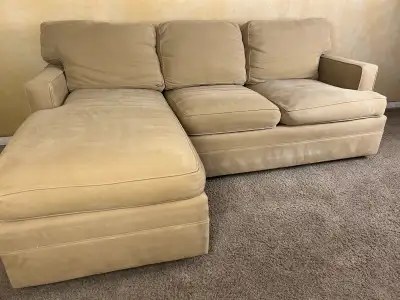 DELIVERY AVAILABLE! TAN FABRIC SECTIONAL SOFA FOR $400!, View more