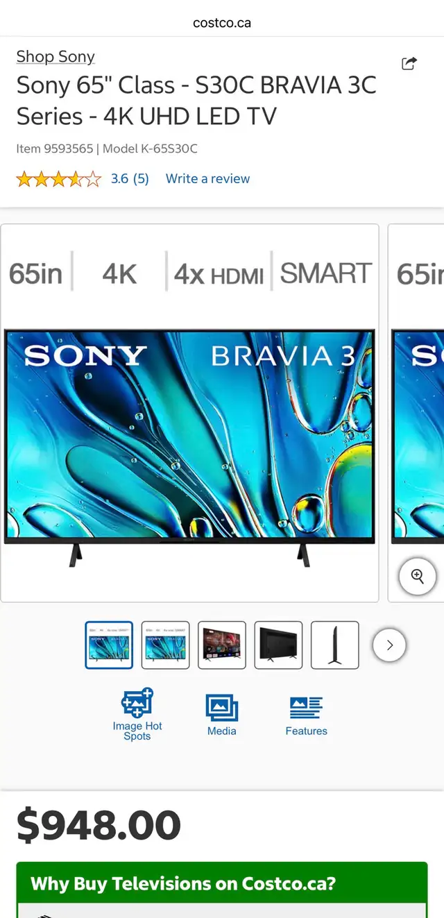 Sony 65-inch BRAVIA 3 Series 4K UHD LED TV in TVs in City of Toronto - Image 4