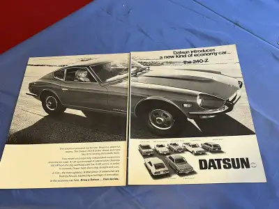 1970 Datsun 240-Z, 2000 Sport, 1600 Sport, Pick up, Wagon Original 2 Page Ad Size: 16" X 11"